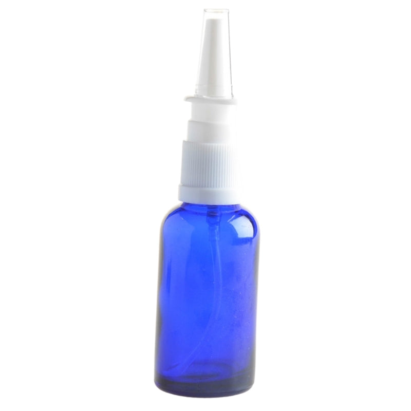 30ml Blue Glass Aromatherapy Bottle with Nasal Sprayer (18/415) - Essentially Natural