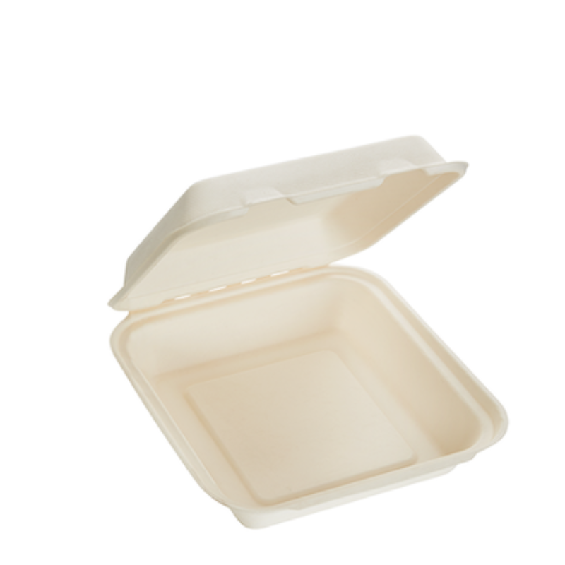 1000ml Single Compartment Sugarcane Square Clamshell - 25 Units